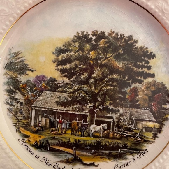 Currier & Ives Autumn in New England Cider Making Plate / Lord‎ Nelson Pottery - Picture 2 of 5